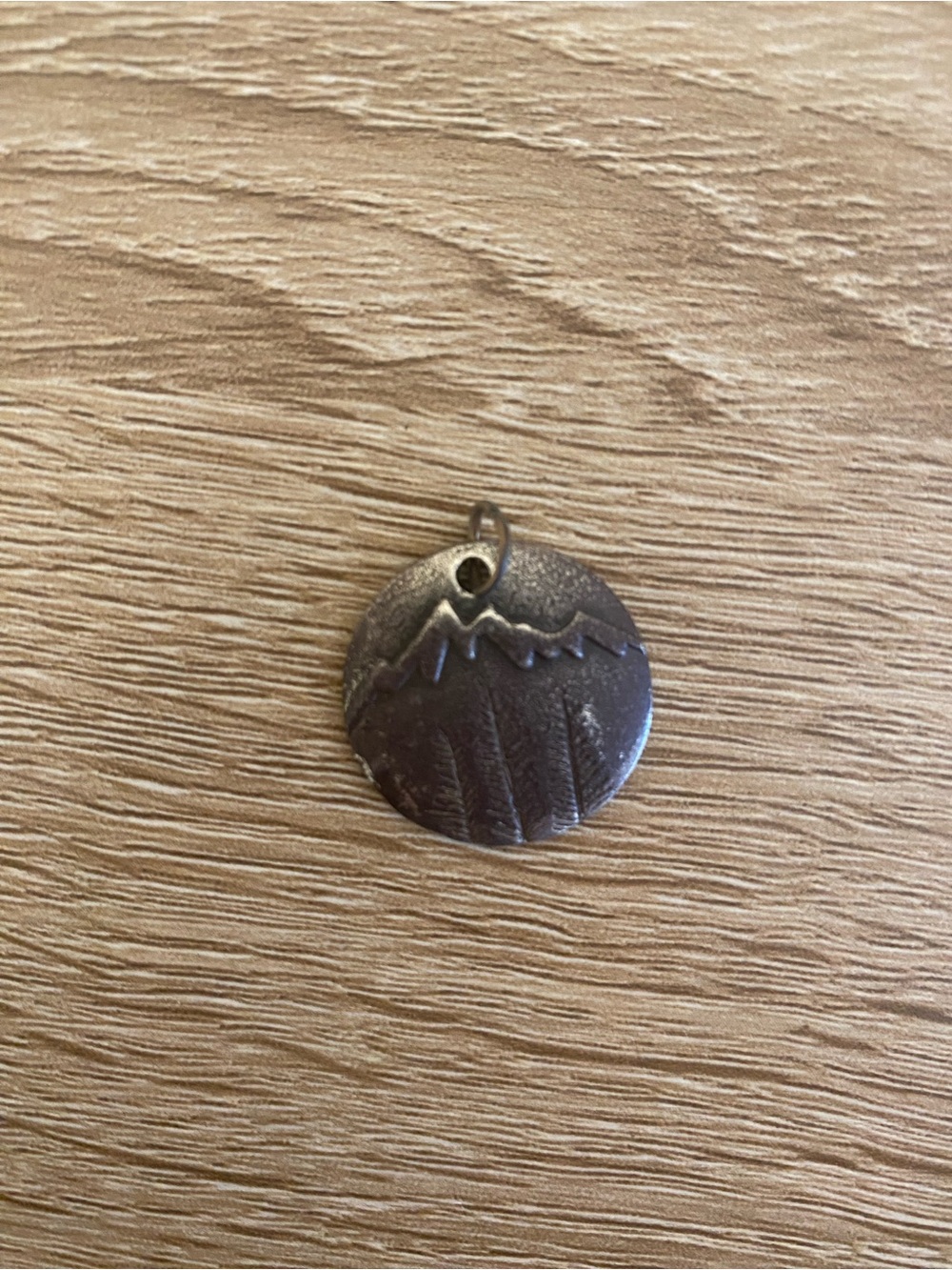 Stainless Steel Mountain Pendant w/2mm Rolo/Cable Chain at 21 Inches
